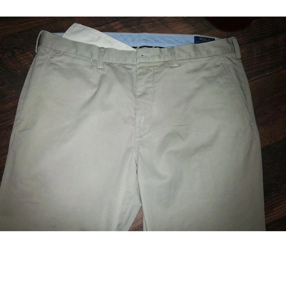 Men's polo by Ralph Lauren cotton chino  khaki pants straight fit size 36 /34
